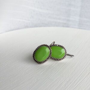 Vintage Green Turquoise Gaspeite Sterling Silver 925 Pendant Earrings ✨